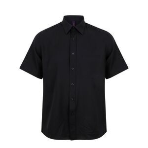 Henbury Mens Short-Sleeved Shirt / Black